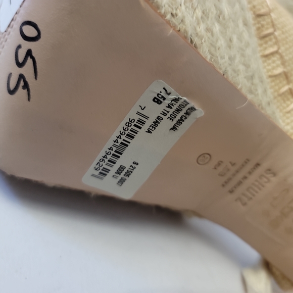 Schutz Nala Light Nude Canvas Platform Lace-Up Espadrille Heels - Picture 8 of 15